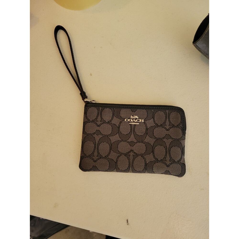 Coach monogram wristlet purse black authentic
